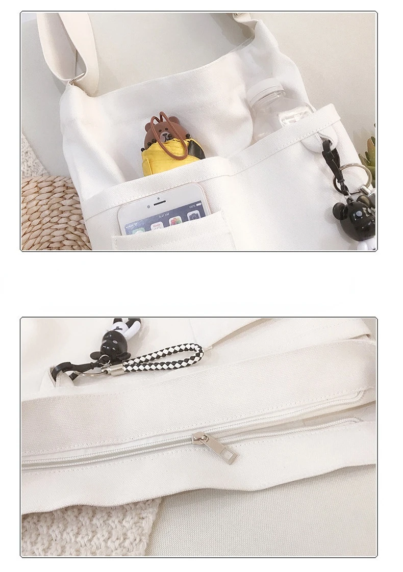 New Lady's Cross-body Bag Canvas Art Plain Color Single Shoulder Bag College and High School Remedial Bag Class Bag