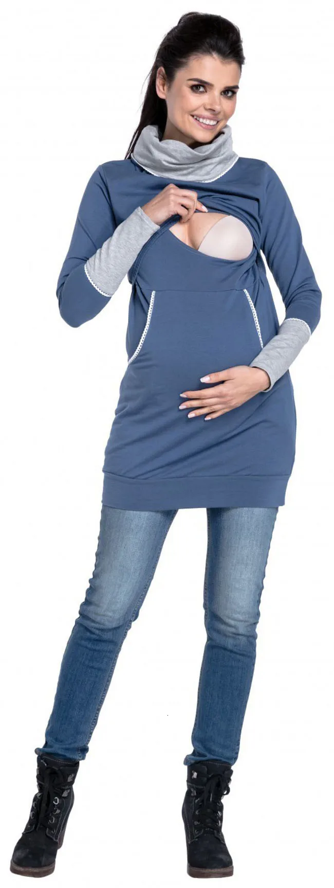 Autumn Winter Breastfeeding Maternity Hoodies Nursing Clothes For Pregnant Women Pregnancy Mother Lactation Maternity Sweater