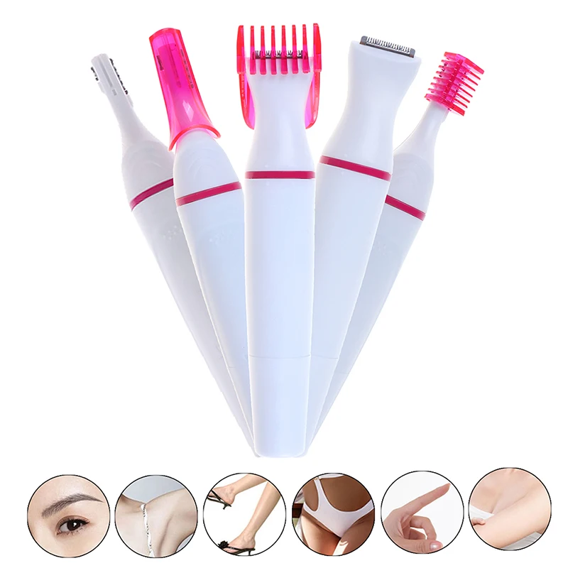 Mini 5 In 1 Women Face Underarm Hair Removal Tools Female Shaver Eyebrow Trimmer Multifunction Electric Epilator | Красота и здоровье