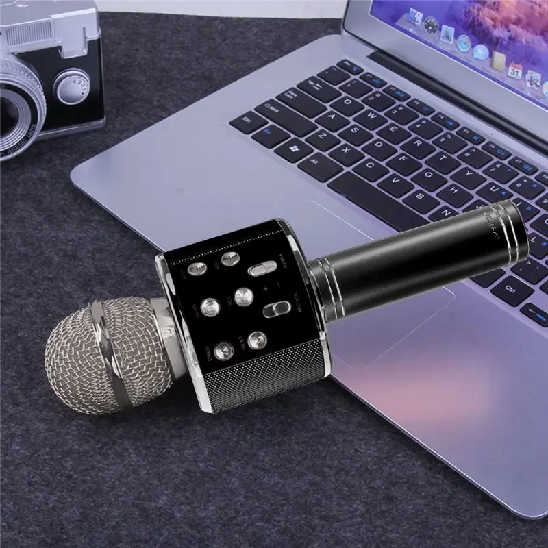 WS858 беспроводной bluetooth-микрофон для караоке стерео микрофон KTV USB динамик плеер E5BD
