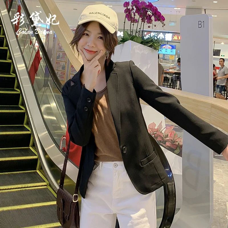 

2019 Autumn New Style Korean-style Solid Color Suit Jacket Women's Fashion Elegant Casual Short Suit Tops Women's
