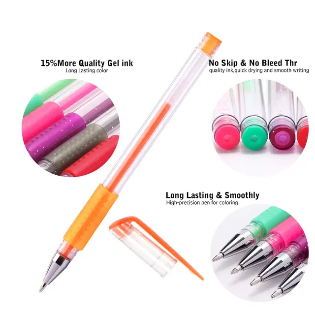 100 Colors Art Supplies Gel Pens For Adult Coloring Set Drawing Scrapbooks  Glitter Neon Pastel Metallic Fine Tips Ballpoint Pen - Gel Pens - AliExpress