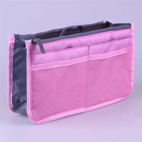 Nylon Cosmetic Bags For Women Tote Insert Double Zipper Makeup Bag Toiletries Storage Bag Girl Outdoors Travel Make Up Organizer Pink