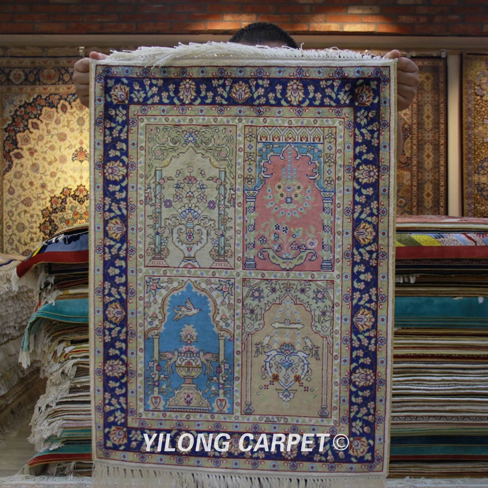 Yilong 1,5 'x2' Ручной Работы Красочный шелковый гобелен миниатюрный маленький мини Цветочный Коврик(ZQG290A