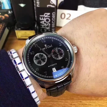 

Luxury Brand New Men Automatic Mechanical Pilot Le Petit Prince 7 Day Power Reserve Silver Black Leather Watch White Calendar
