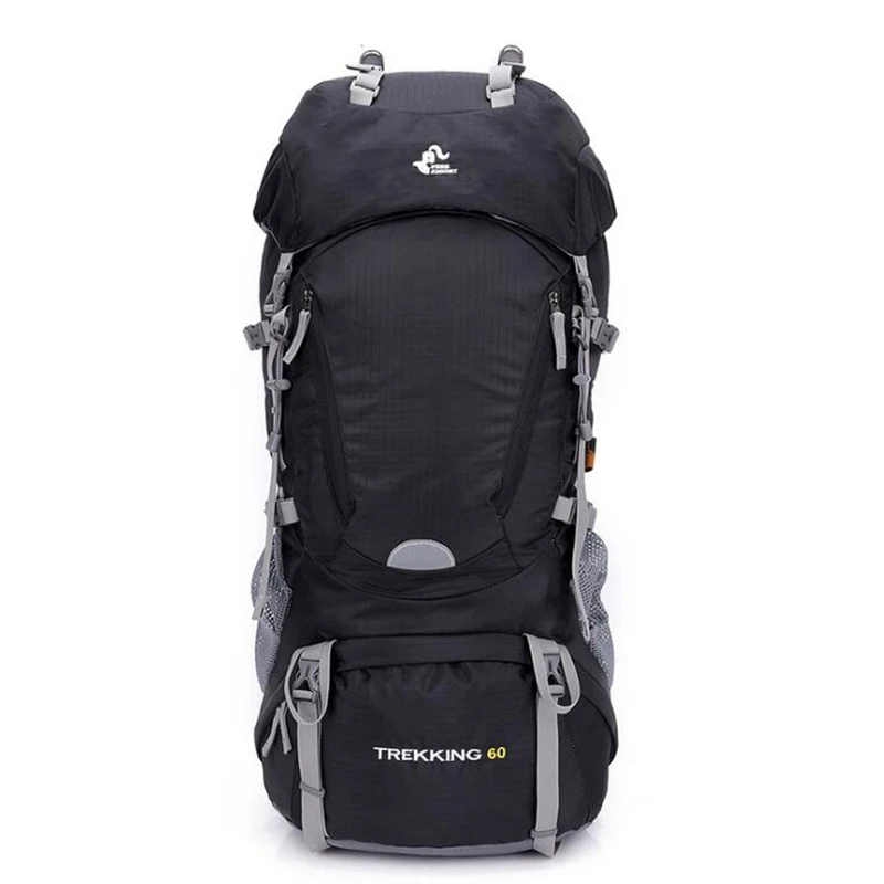

Mountaineering Backpack 60L Outdoor Sports Travel Hiking Camp Large Capacity Waterproof Nylon Backpack with Rain Cover