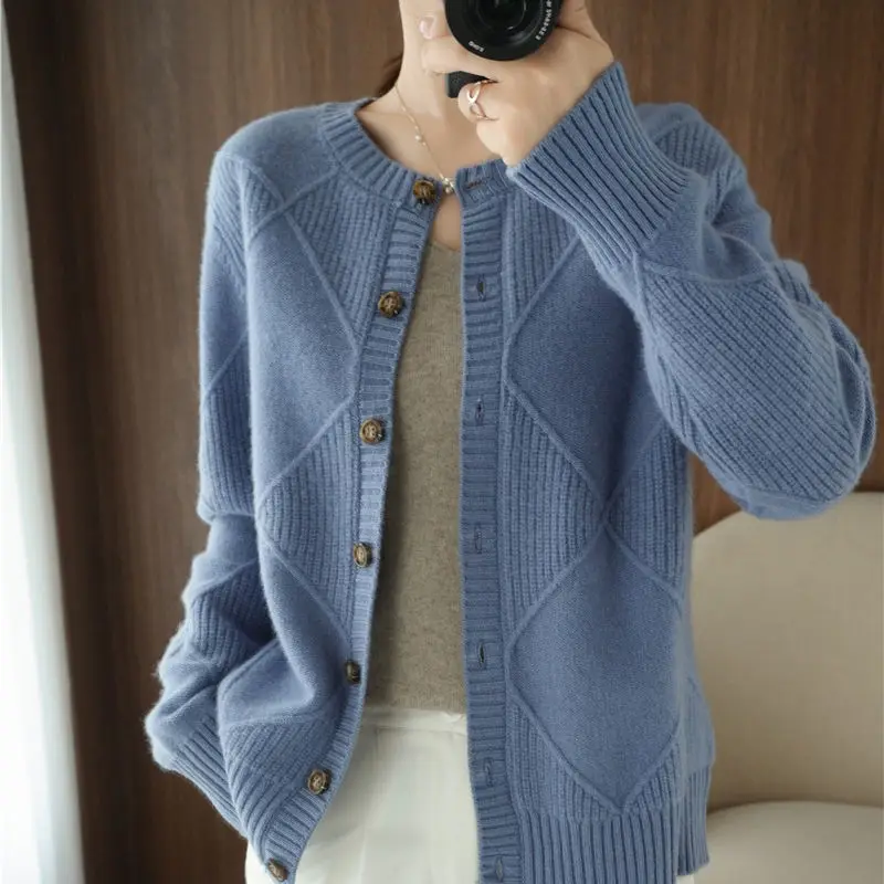 Cardigan Femme Boutonné Câble Gros Tricot Aran - Style Grand-père, Taille UK 8-18
