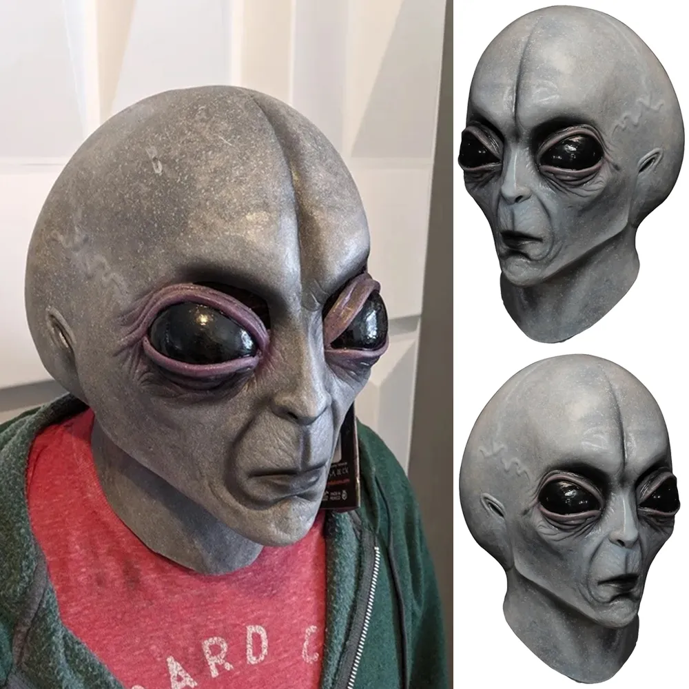 UFO Alien Skull Mask Cosplay Horror Latex Masks Helmet Party Costume Props New 2021