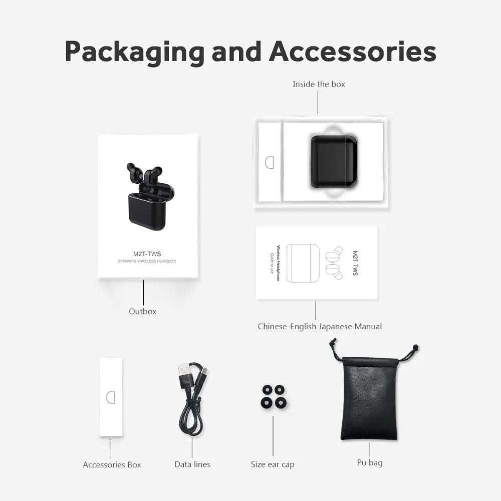 M2T TWS Mini Wireless Bluetooth Earphone 5.0 Sports Stereo Earbud Headset with Mic for Samsung iPhone Huawei Accessories