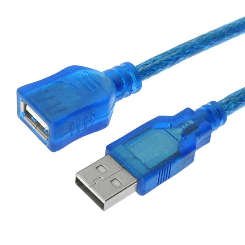 

30CM Short USB 2.0 AM-AF Extension Cable USB 2.0 AM Female To AF Male Data Sync Cable USB 2.0 Transparent Blue Data Cord