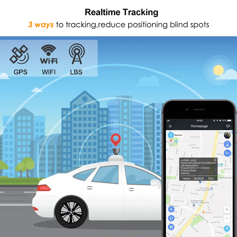 Автомобильный GPS трекер 3G 240 дней в режиме ожидания 20000 мАч магнитный локатор
