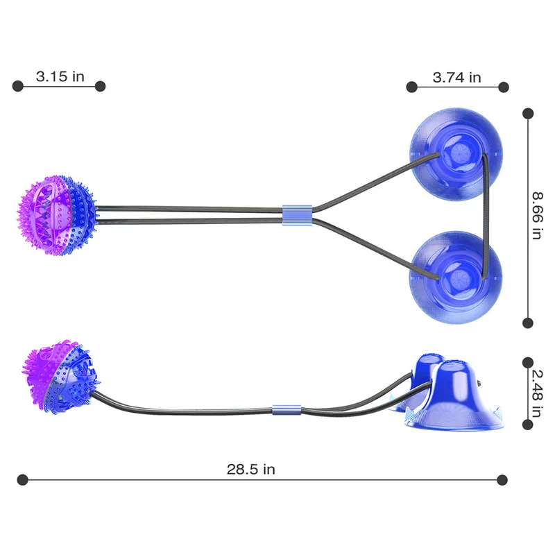 Игрушка кусачки для собак двойная присоска многофункциональная модель мяч
