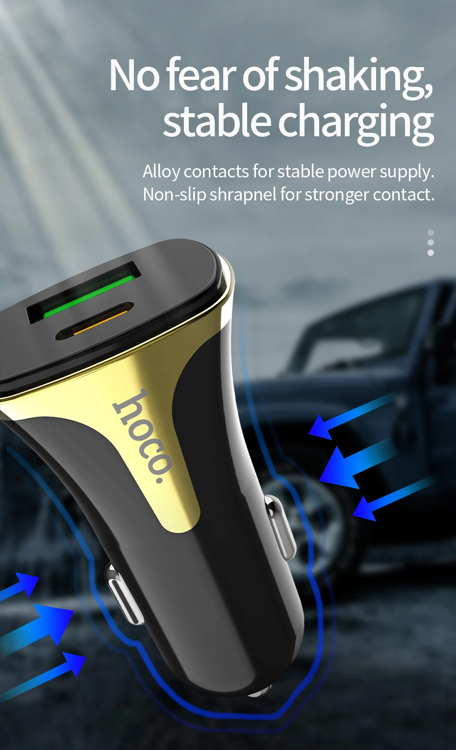 Hoco Quick Charger 3.0 USB Car Charger For Samsung S10 Huawei P30 Supercharge FCP AFC QC 3.0 5A Fast PD USB C Car phone Charger