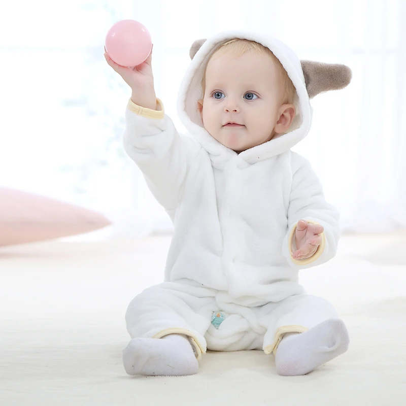 White Bear Kigurumis/одежда для малышей с изображением медведя; комбинезоны для новорожденных; Мягкий комбинезон; одежда для малышей; костюм для мальчиков и девочек - Цвет: White Bear