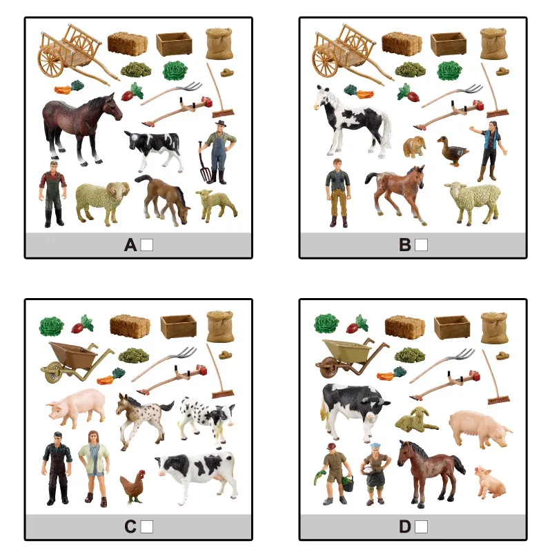 

In Jie Ming Animal Model Set Children Play House Toys Happy Farm Ranch Series Set