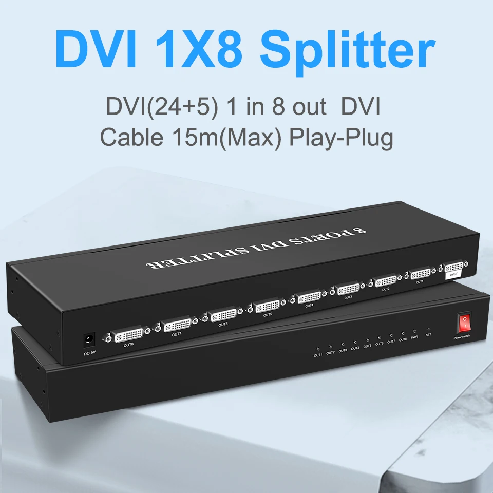 

Wiistar DVI Splitter 1X8 DVI-D Distributor 1 In 8 Out 1920x1440 for projector monitor computer graphic card