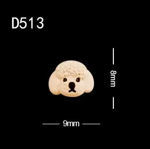 D513 TSZS 10 шт/партия 3D милая собака металлический Шарм Сплав для УФ-гель, акриловый дизайн ногтей в японском стиле - Цвет: D513