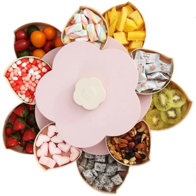 2 х слойная вращающаяся коробка для хранения закусок конфет многофункциональный