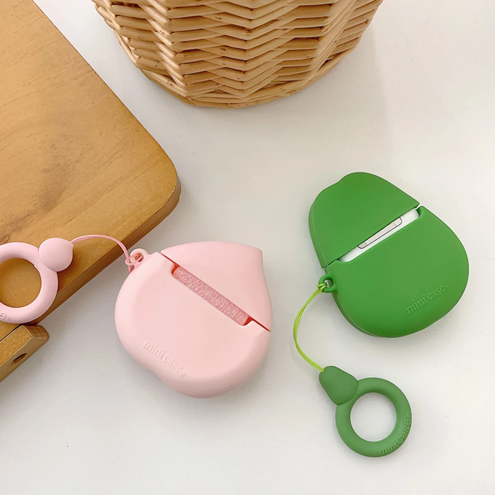 Чехол для наушников с объемным рисунком Apple AirPods 2 1 милые фрукты авокадо