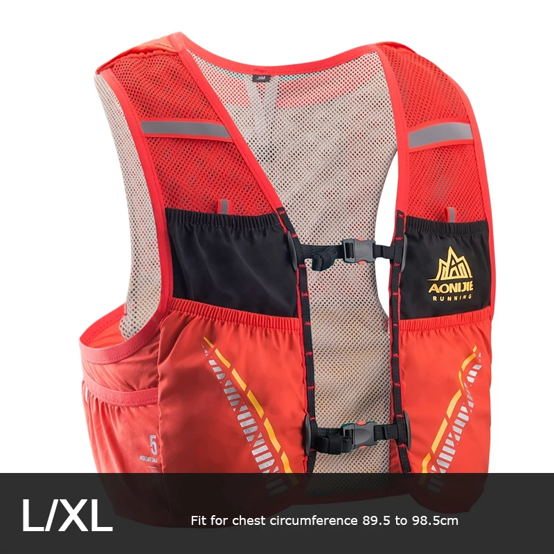 AONIJIE Hydration Pack Backpack Rucksack Bag Vest Harness Water Bladder Hiking Camping Running Marathon Race Climbing 5L Bag - Цвет: LXL Orange