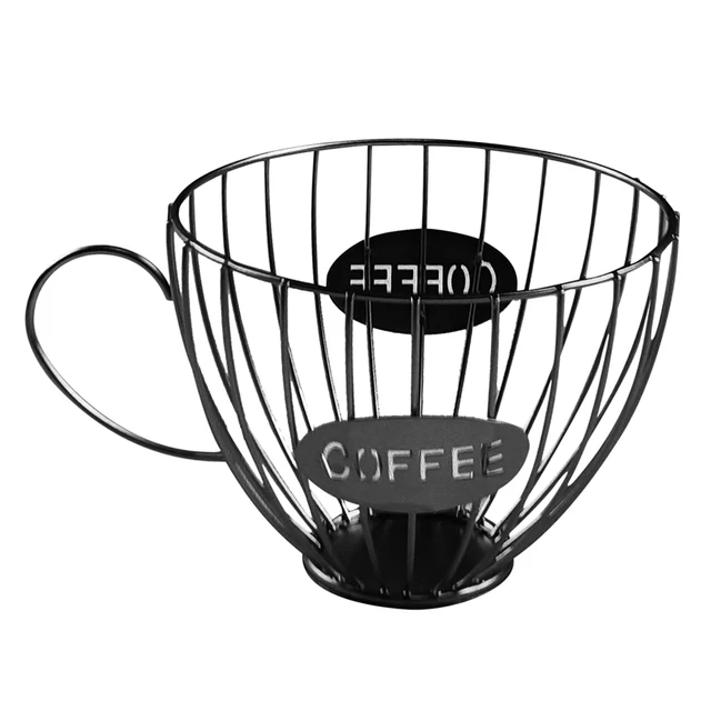 Supporto per cialde di caffè e tazza dell'organizzatore, cestello della  capsula di caffè di grande capacità per il bancone del tavolino del bar,  organizzatore della cialda espresso in metallo per cialda e