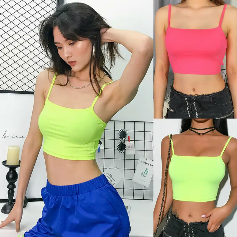 

Spaghetti Straps Red Green Sexy Stretch Camis 2019 Summer Women Fashion Club Party Streetwear Female Crop Top Drop shipping
