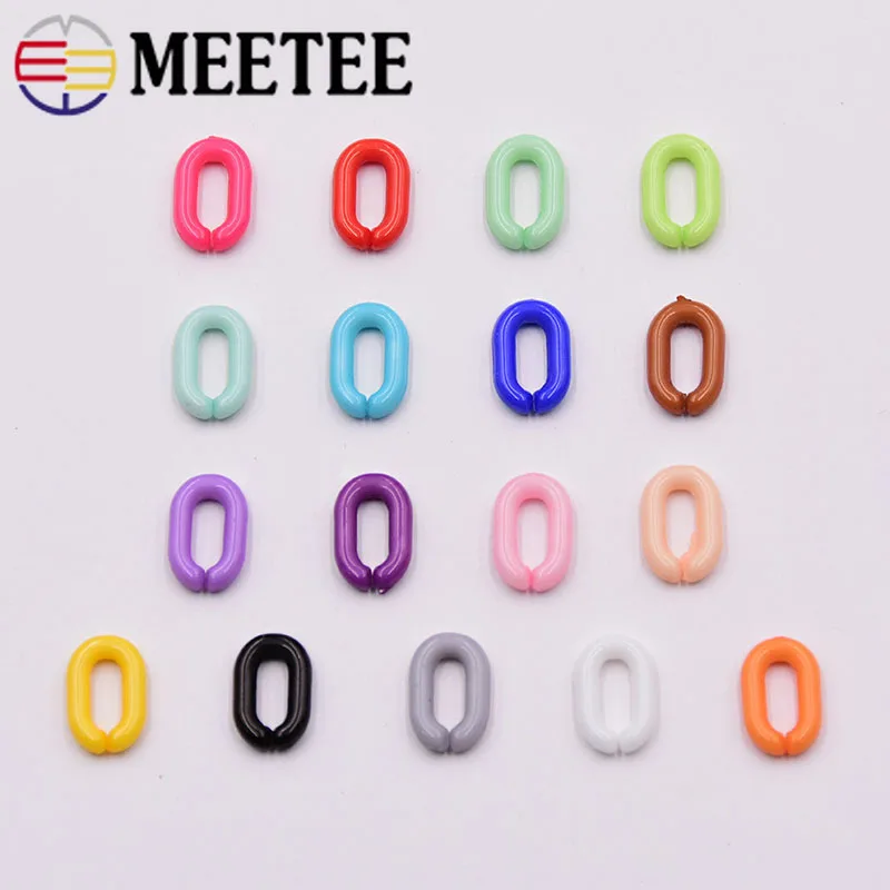 Meetee 230pcs 15X10 мм Красочные акриловые звеньев цепи Пластик-хомут с круглым воротником для мальчиков и девочек, цепь на ремешке с пряжкой DIY ювелирные аксессуары ‒ серёжки BF511