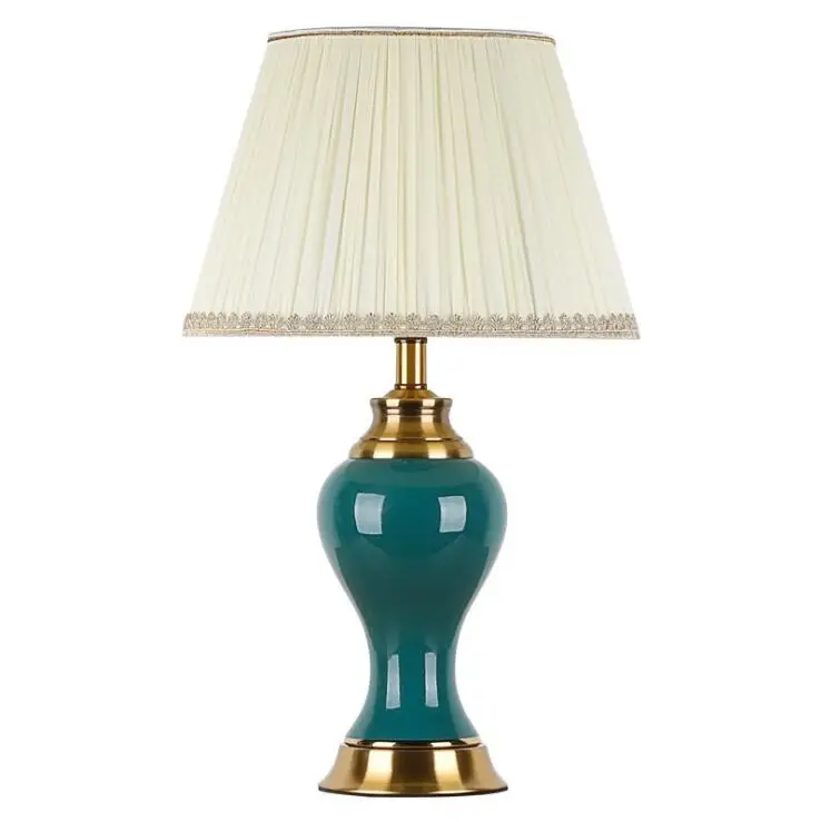 A lampshade Современная китайская ваза, дизайнерская Керамическая Настольная лампа для фойе, спальни, квартиры, Настольный светильник H 60 см 1932 - Цвет абажура: A lampshade