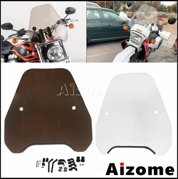 

Motorcycle Windshield Shield Wind Deflector Fit 7/8" 1" Handbars Rectangular/ Round Headlight Windscreen For Harley Honda Yamaha
