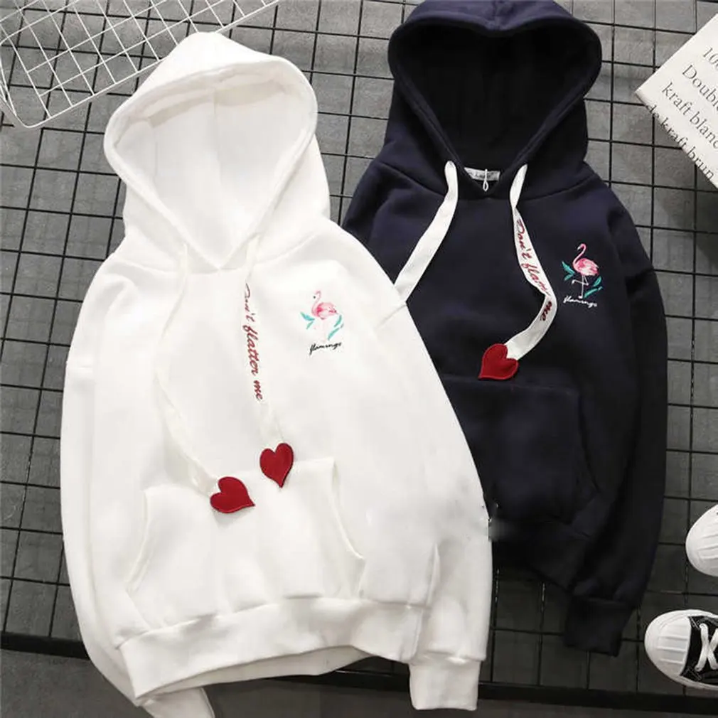 Женский свободный свитер с капюшоном, Harajuku, вышивка цветами, шнурок, Kawaii, уличный милый пуловер с капюшоном, спортивный костюм, топы