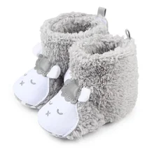 Зимняя детская обувь с животными; нескользящая теплая зимняя обувь на мягкой подошве; детские ботинки на меху с принтом