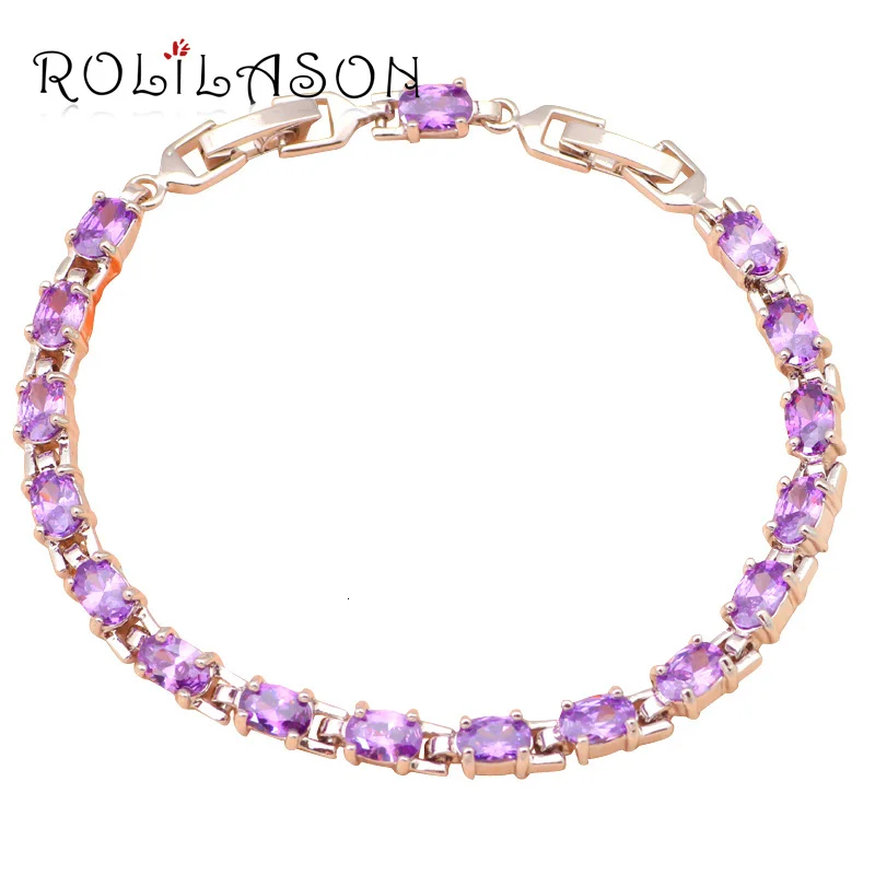 Благородный стиль Сияющие браслеты для женские украшения из циркона Посеребренная Очаровательная браслеты Фиолетовый Кристалл Модные ювелирные изделия TBS725