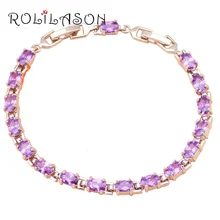 Благородный стиль Сияющие браслеты для женские украшения из циркона Посеребренная Очаровательная браслеты Фиолетовый Кристалл Модные ювелирные изделия TBS725