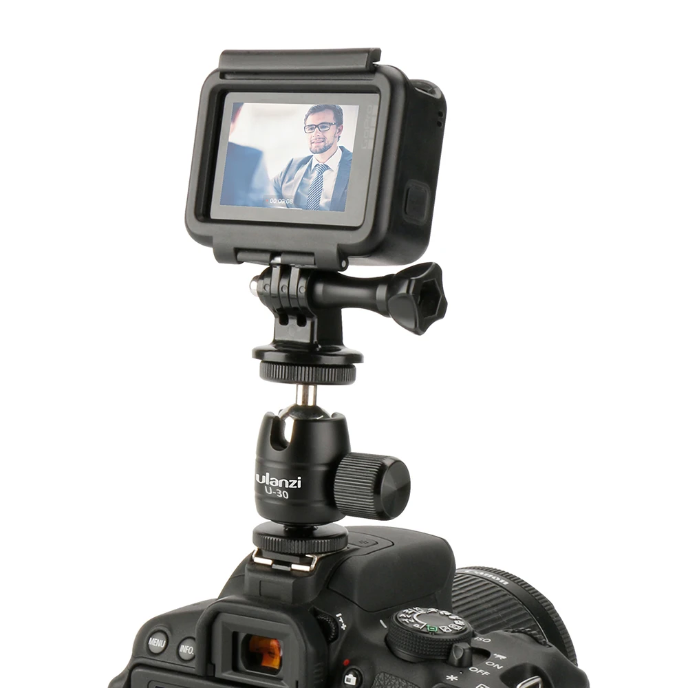 Mini Metal Ball Head 1/4 Screw Mount Rotatable Ballhead Tripod Accessory for Camera with Hot Shoe