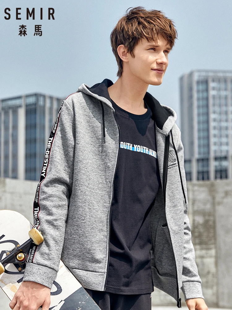 Semir трикотажная куртка мужская осень и зима с капюшоном мужская куртка на молнии с капюшоном хлопок Повседневный корейский тренд красивый