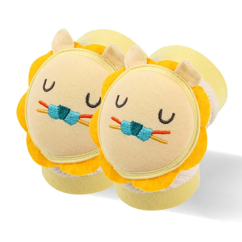 Yellow lion Детские защитные наколенники с героями мультфильмов, противоскользящие сетчатые подушки, защита для ползающего ребенка, хлопковые детские наколенники для девочек, гетры для мальчиков - Цвет: Yellow lion