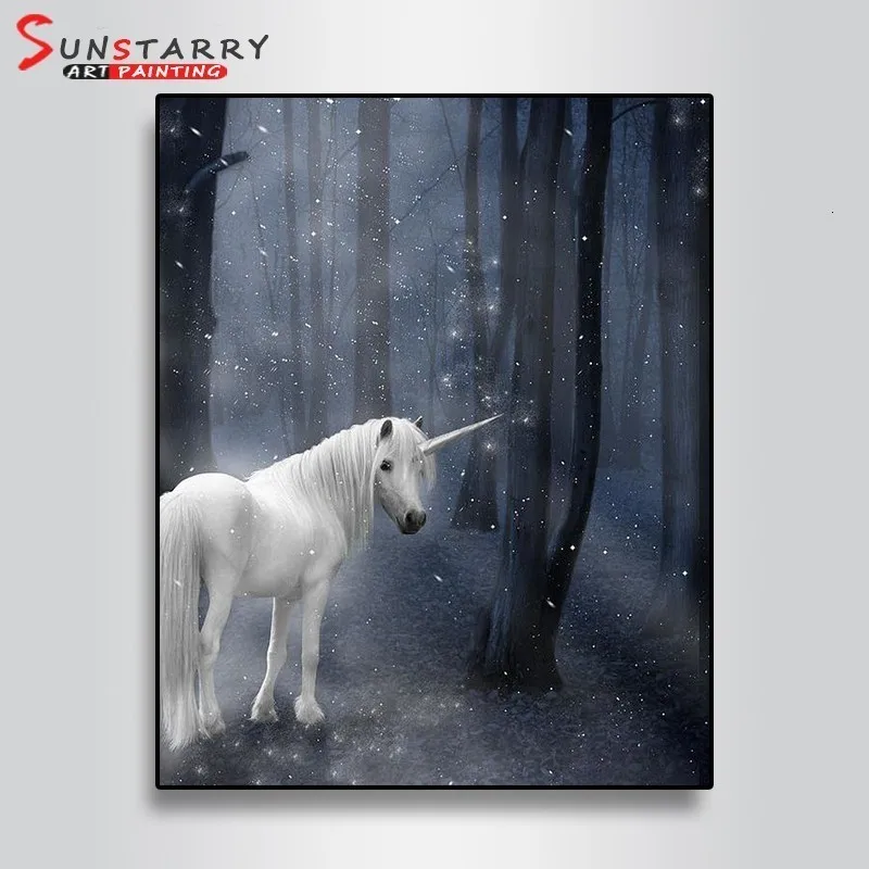 Sunstarry Алмазная вышивка DIY Алмазная картина цветной Единорог Kirin картины Вышивка крестом Стразы Декор Из алмазной мозаики