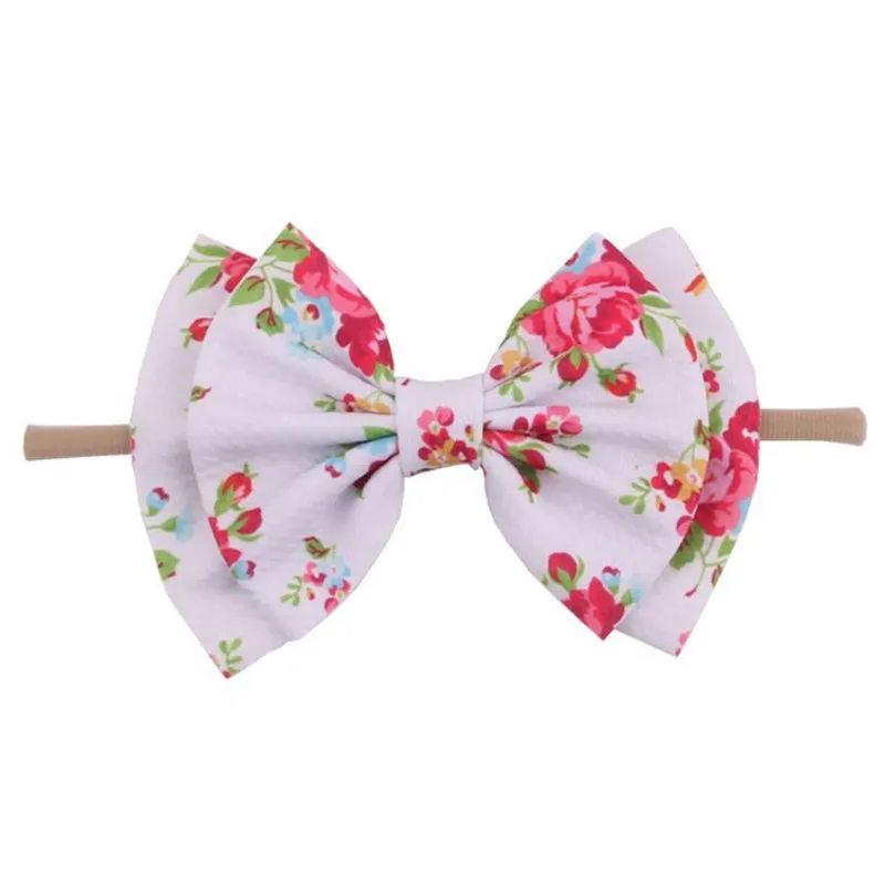 10pcs/lot Double Layer Hair Bows Elastic Nylon Headband Halloween Leopard Fruit Printed Nylon Hair Band Girls Hair Accessories