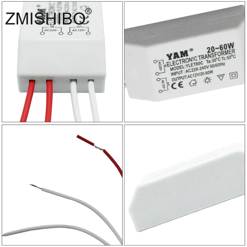 ZMISHIBO источник постоянного тока AC12V 60 Вт 220 В мини электронный трансформатор белый драйвер Галогенные G4 Светодиодные лампы Люстра