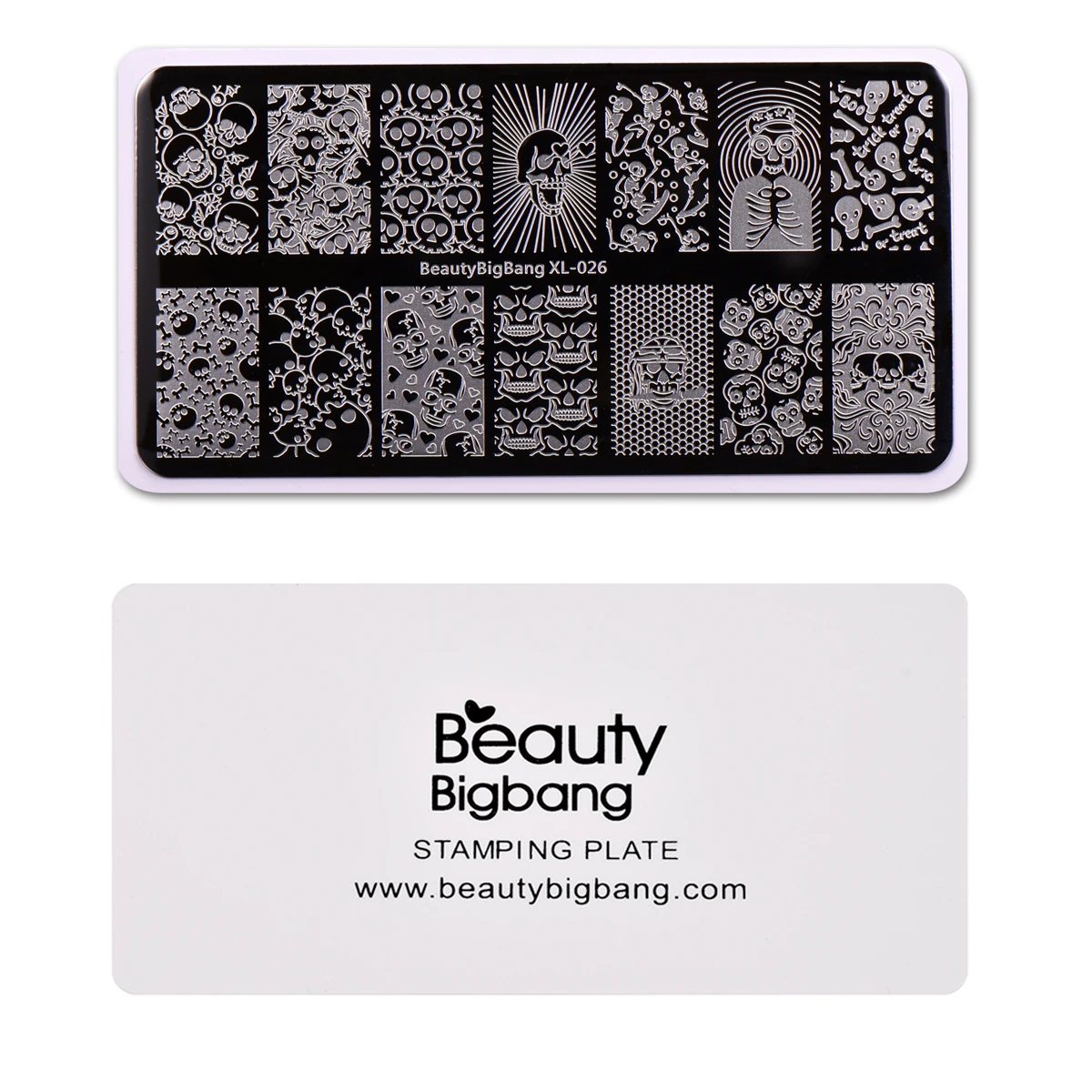 BeautyBigBang пластины для стемпинга ногтей для стемпера Хэллоуин Забавный Череп изображение дизайн ногтей Шаблон трафарет Форма для ногтей BBB XL-026