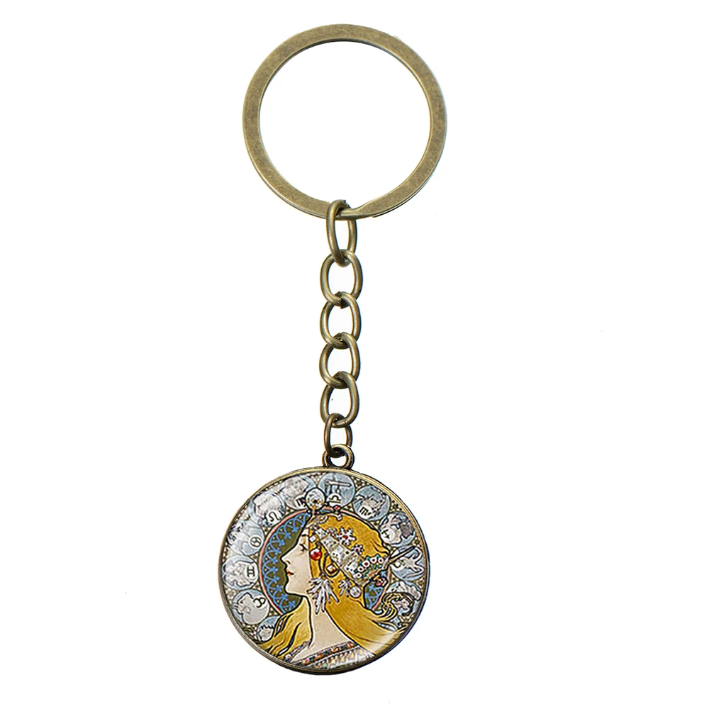 Style 23 SONGDA Alphonse Mucha aestetism брелок стиль Стиль модерн символ стекло кристалл серебряный брелок уникальная сумка с феей Шарм Кулон - Цвет: Style 23