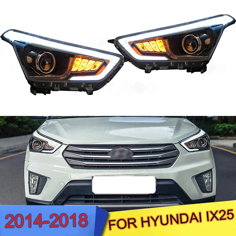 Автомобильный бампер налобный фонарь для hyundai IX25 Creta головной светильник 14-18y авто аксессуары светодиодный DRL hid xenon для IX25 Creta налобный фонарь противотуманный светильник - Цвет: E