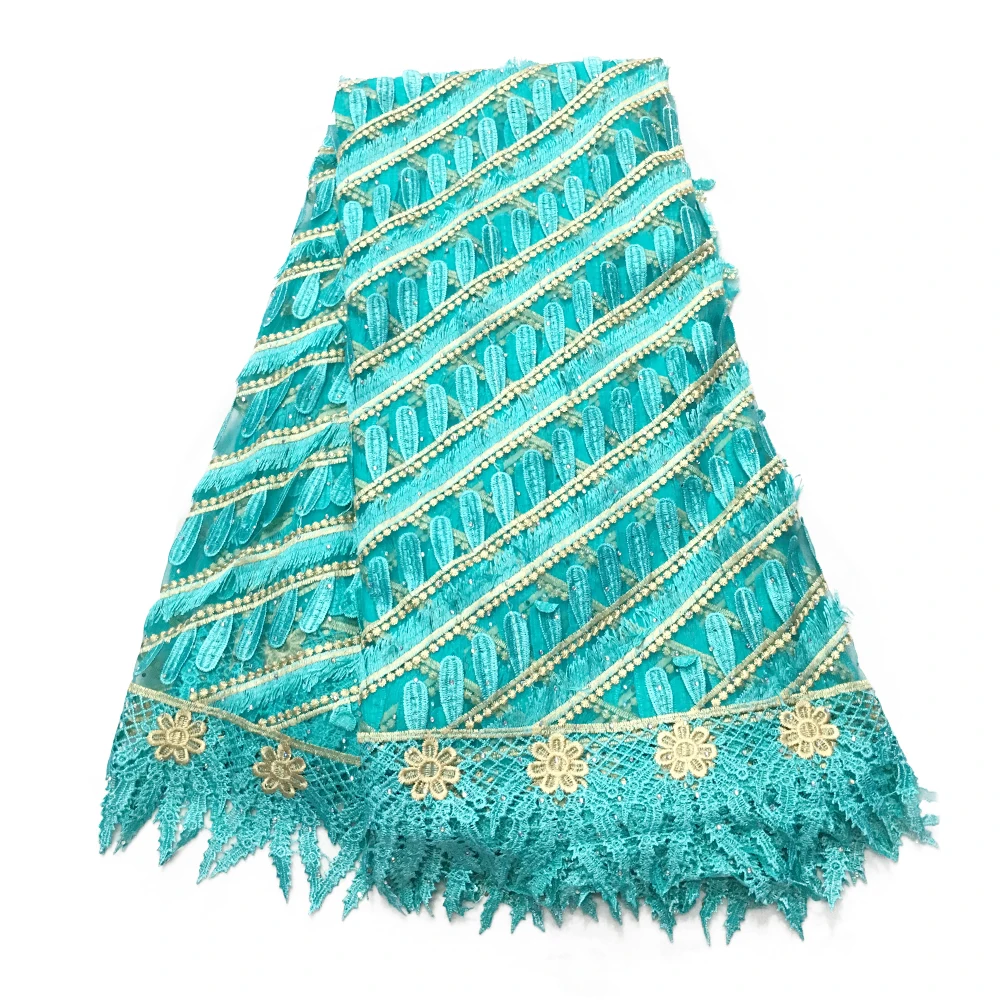 

African Lace Fabric for Wedding Embroidery Swiss Voile Lace Nigerian Beaded Tulle French Lace Fabrics with Stones Rhinestone