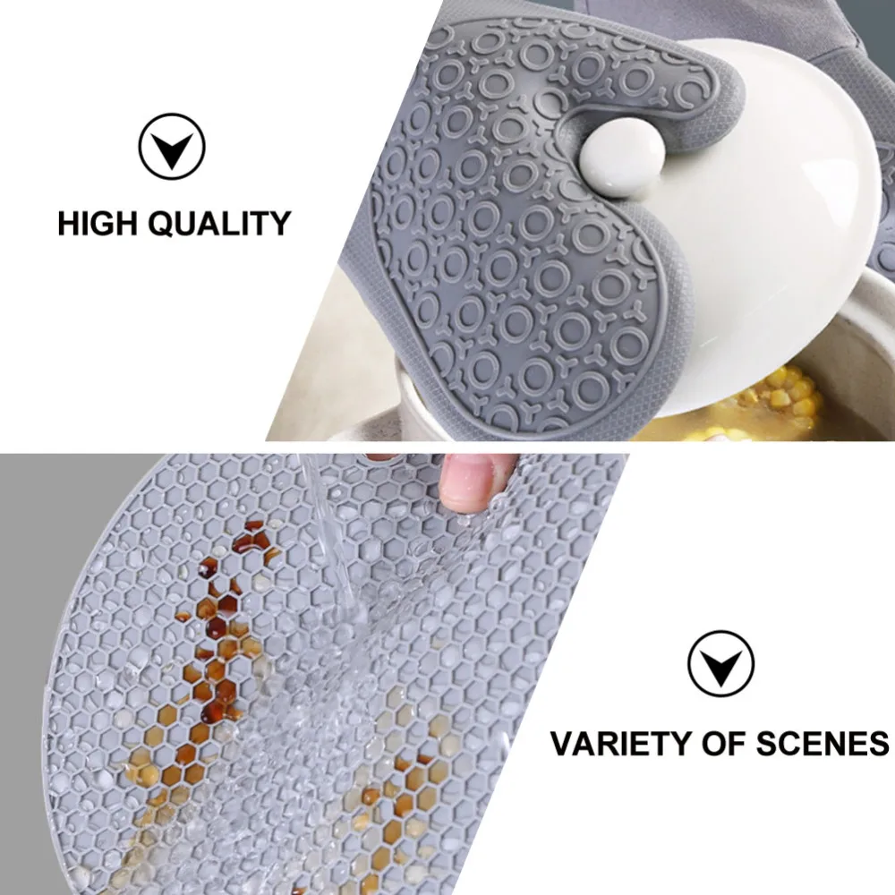 7Pcs/set Microwave Gloves Heat Insulation Silicone Baking Gloves Oven Mitt Pot Holder Nonslip Grilling Pad Hand Clip For Kitchen