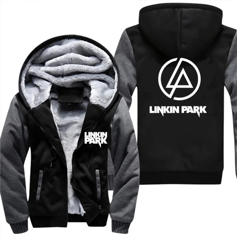 Осенние новые поступления хип-хоп куртка Linkin Park Толстовка с принтом Moletom Masculino спортивный костюм на молнии размера плюс 4XL - Цвет: Черный