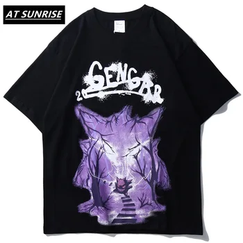 

Harajuku Cartoon T Shirt Sweatshirt Mens Hip Hop Short Sleeves Streetwear Casual Fashion Clothes Hipster 2020 black Cotton tops