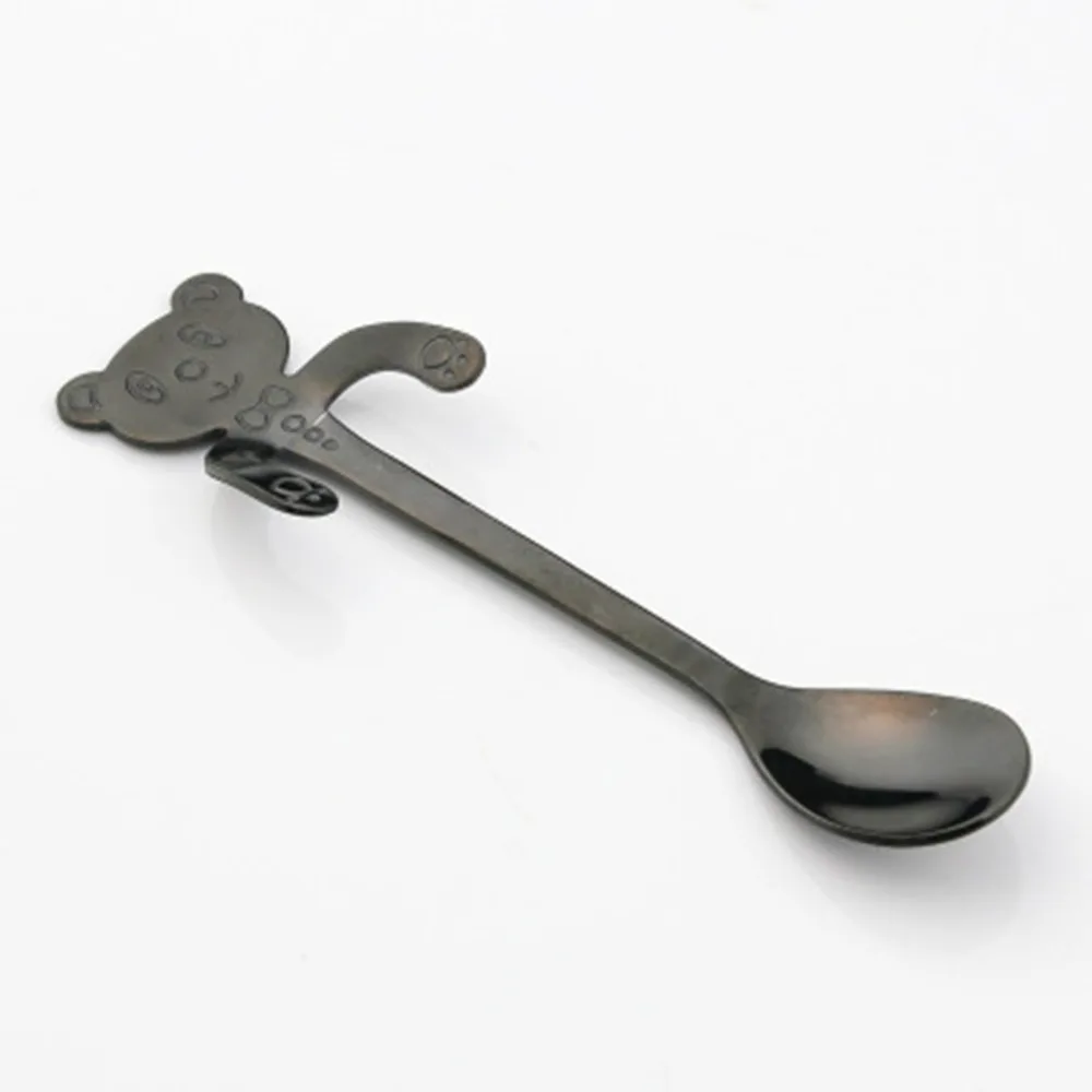 Creative Cartoon Cute Bear Spoon Stainless Steel Coffee Spoon Hanging Cup Spoon Long Handle Spoons Kitchen Gadget
