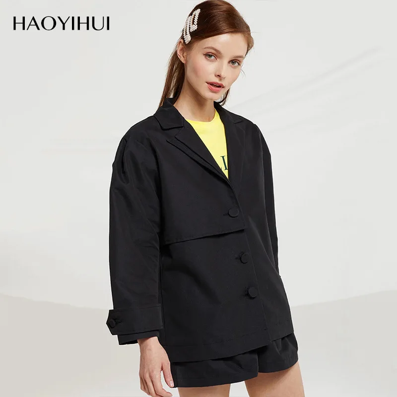 Нет красивую одежду Huitong дорожный Ol ветер свободная повседневная куртка Для женщин на пуговицах короткая куртка, костюм Лидер продаж