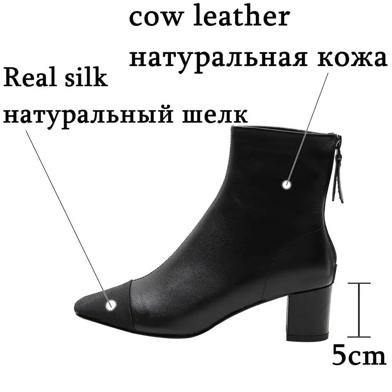 ALLBITEFO/женские ботинки из натуральной кожи и натурального шелка; удобные ботильоны; сезон осень-зима; расслабляющий чистый цвет; модные ботинки