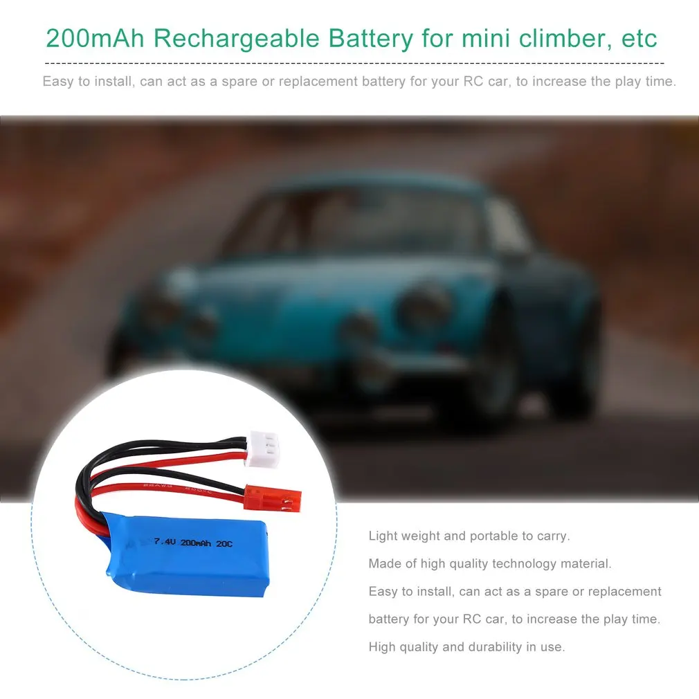 7,4 V 200mAh 20c аккумуляторная батарея Lipo батарея литиевая батарея RC для мини альпиниста Москитная машина 1/36 автомобиль RC автомобиль набор